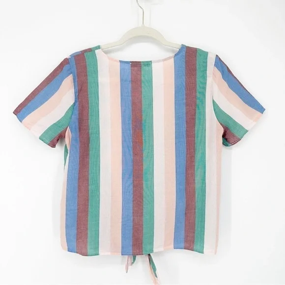 Madewell Novel Tie-Front Button Top in Flagstaff Stripe size Small - Picture 5 of 5